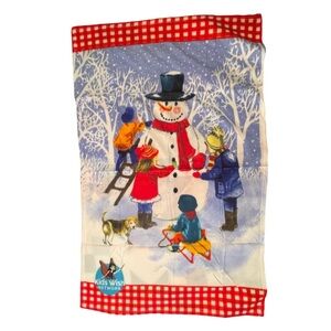 Kids Wish Network Fleece Throw Blanket Kids Building a Snowman 32” x 50”